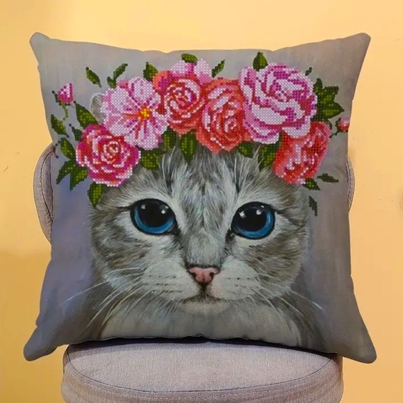 Other - Accent Cat Roses Throw Pillow Cover